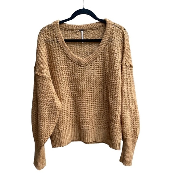 Free People LuLu Oversized V Neck Sweater Wool alpaca blend - Picture 1 of 8